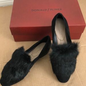 Donald J Pliner Black fur loafer